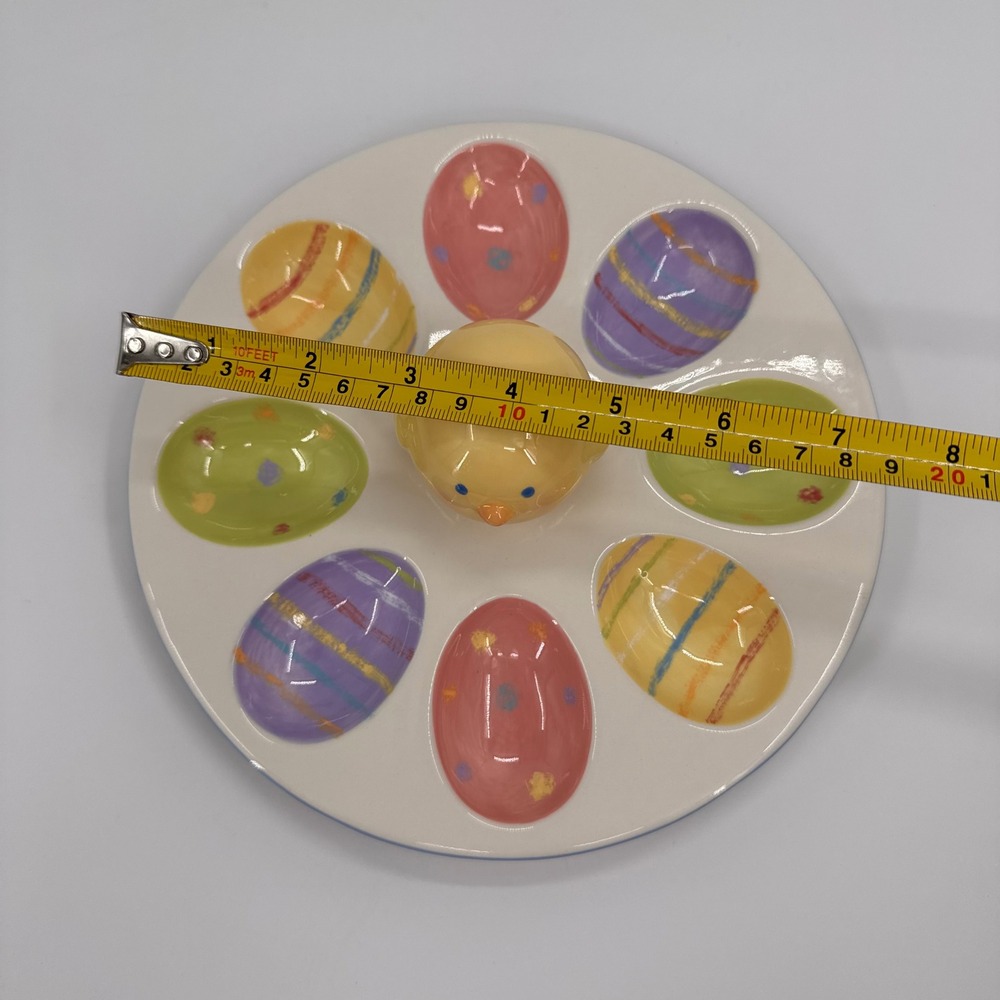 Blossoms &‎ Blooms Easter Chick Ceramic Deviled Egg Platter Pastel 8" 08ESTR120 - Picture 8 of 9
